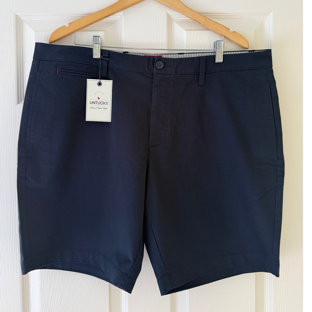 UNTUCKit St Vincent Mens Navy Blue Chino Shorts 40 x 9 Regular Fit 40500 NEW